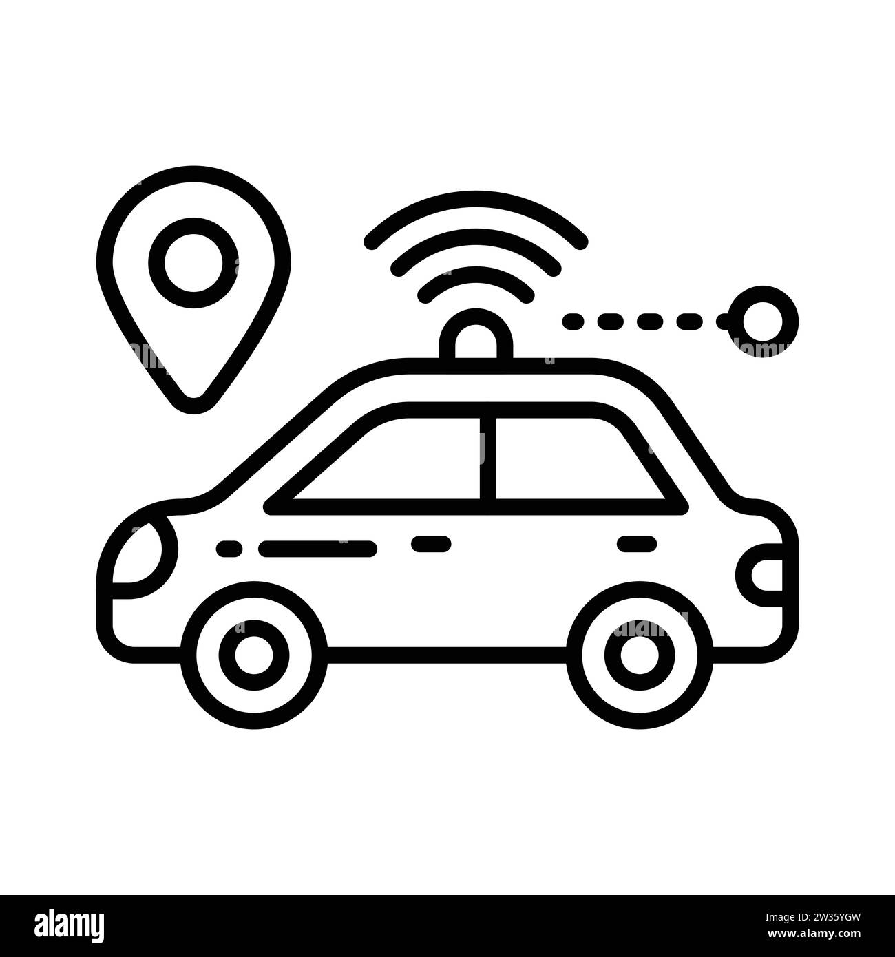 An icon of smart car, wifi connected automobile, ai automobile technology vector Stock Vector