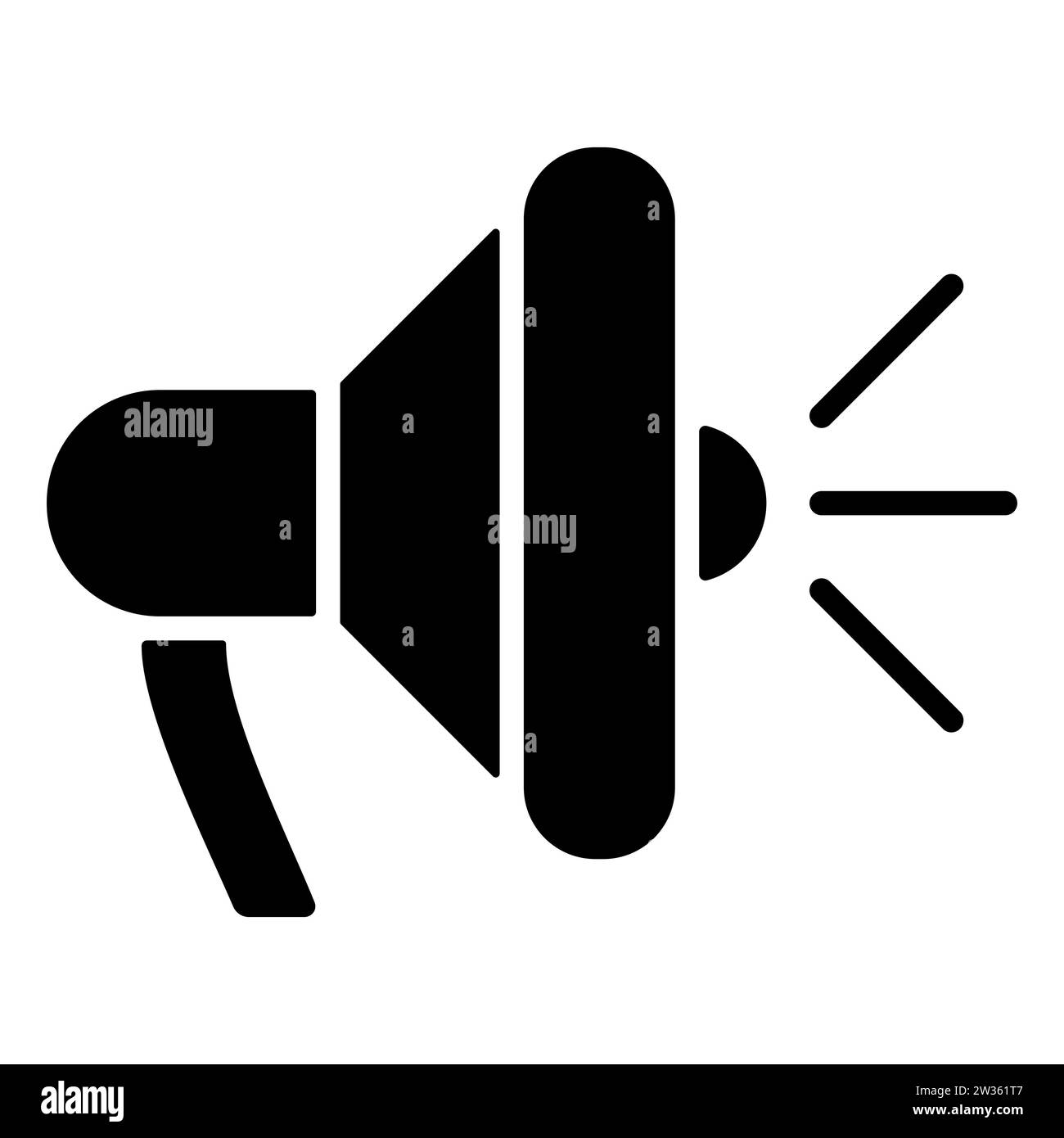 Black loudspeaker illustration. Horn, volume, signal, megaphone