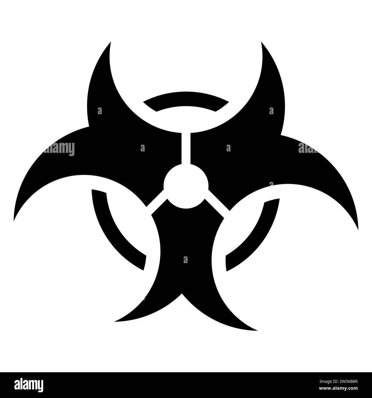 Black and white chemical hazard sign illustration. Irradiation, danger, radiation, disease, infection, nuclear power plant, mutation, x-ray Vector ico Stock Vector