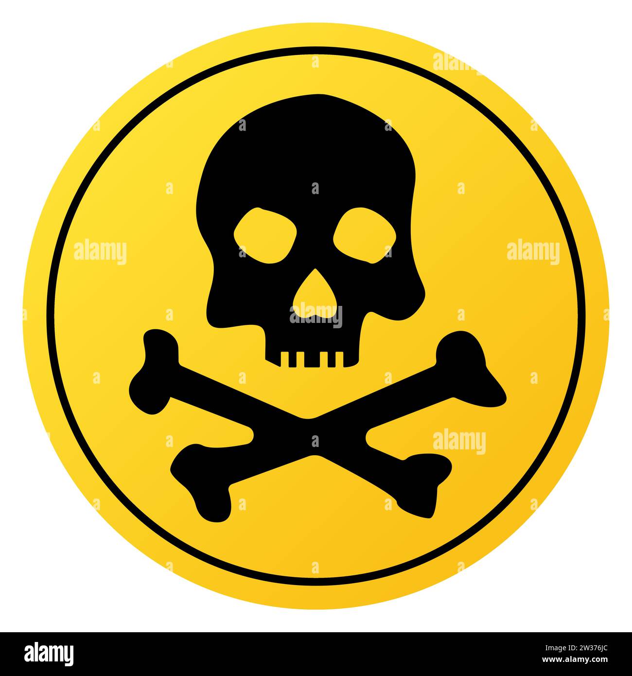 Skull and crossbones sign on yellow background illustration