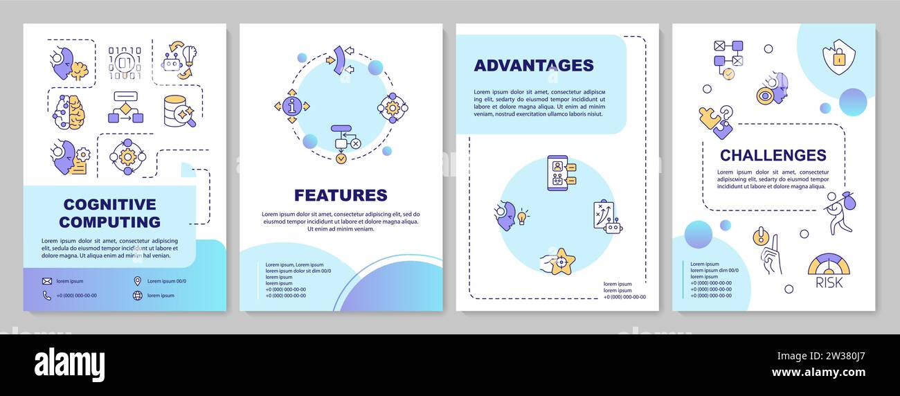 Creative gradient brochure with cognitive computing icons Stock Vector