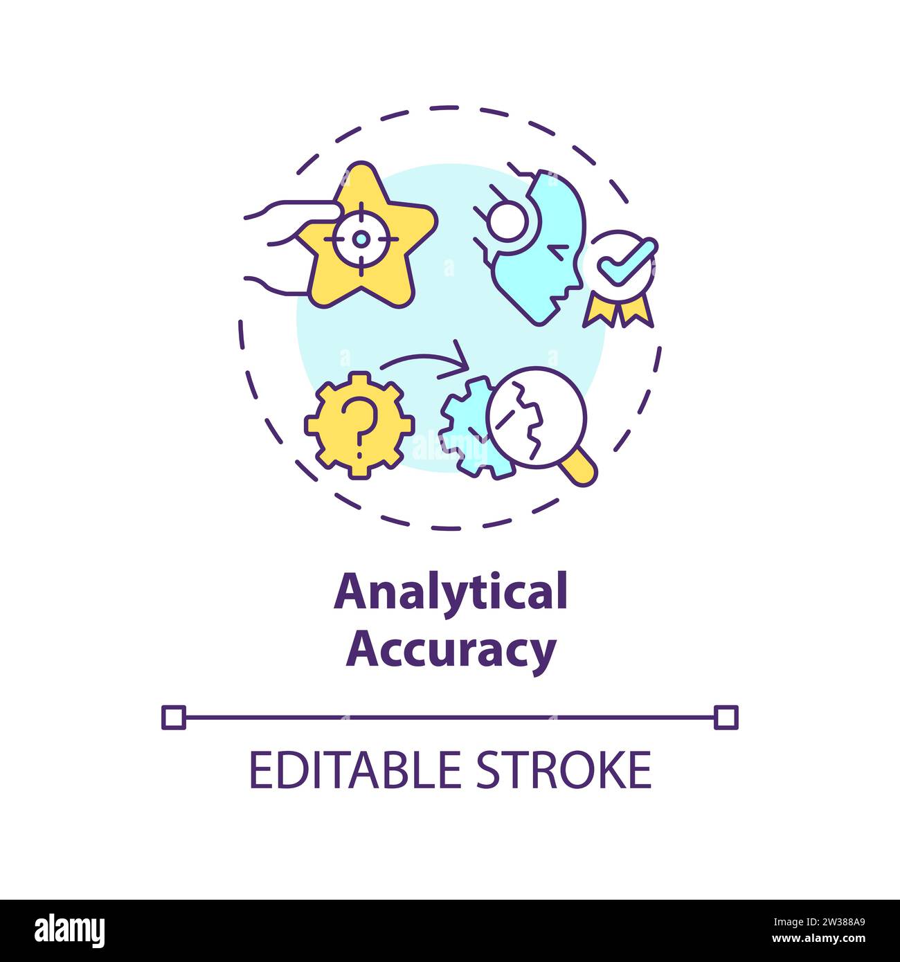 Thin line simple colorful analytical accuracy icon concept Stock Vector