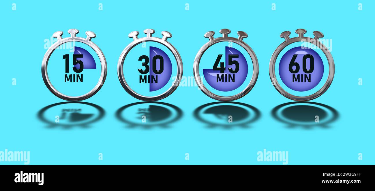 Timer icon set. blue stopwatch Stock Photo Alamy