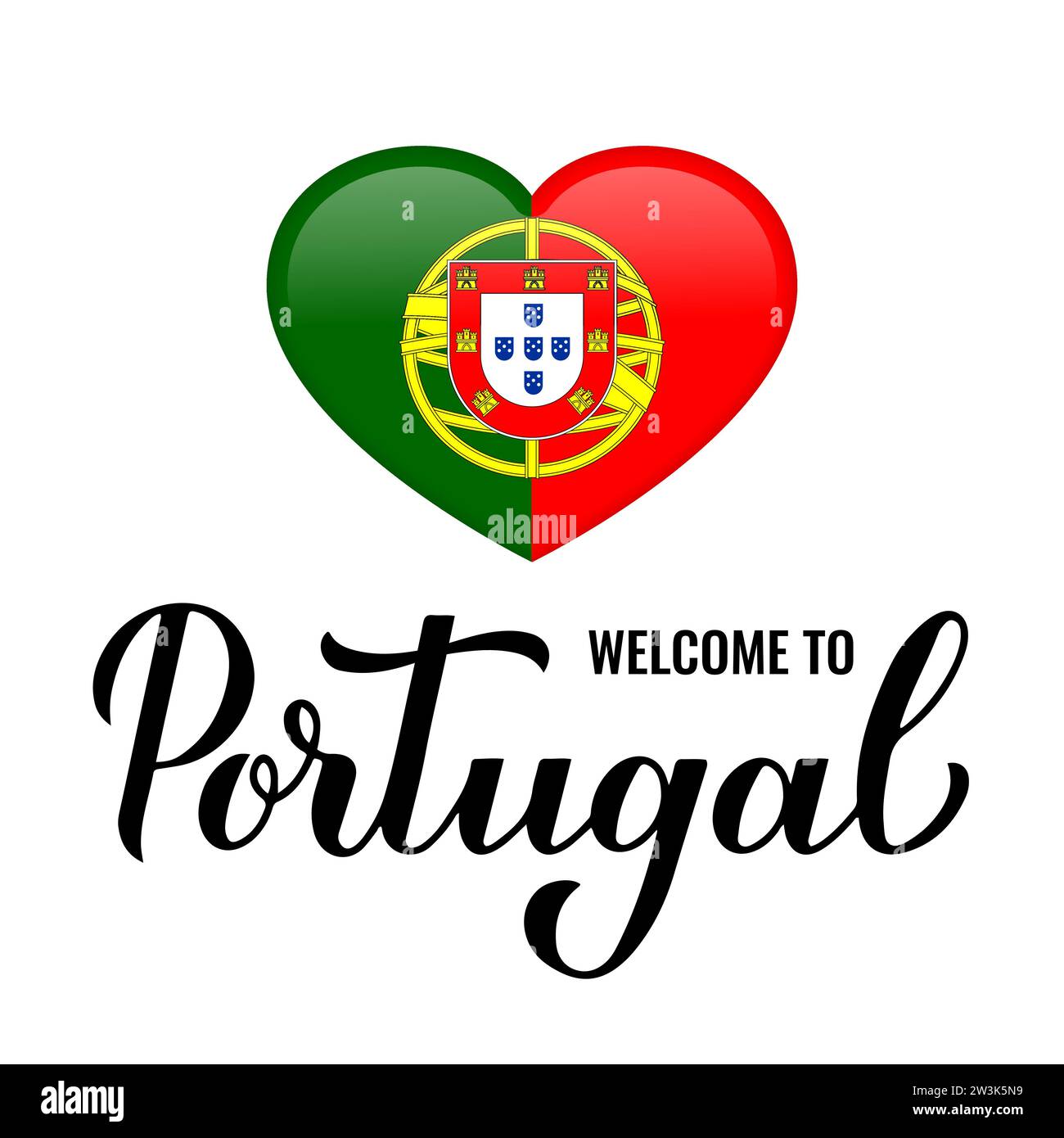 to Portugal calligraphy hand lettering with national flag in