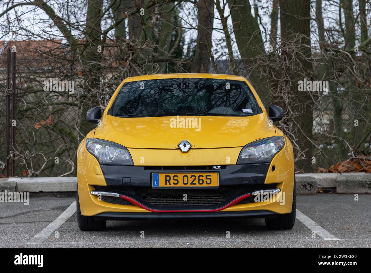 Nancy, France - Yellow Renault Mégane RS parked on the street. Stock Photo