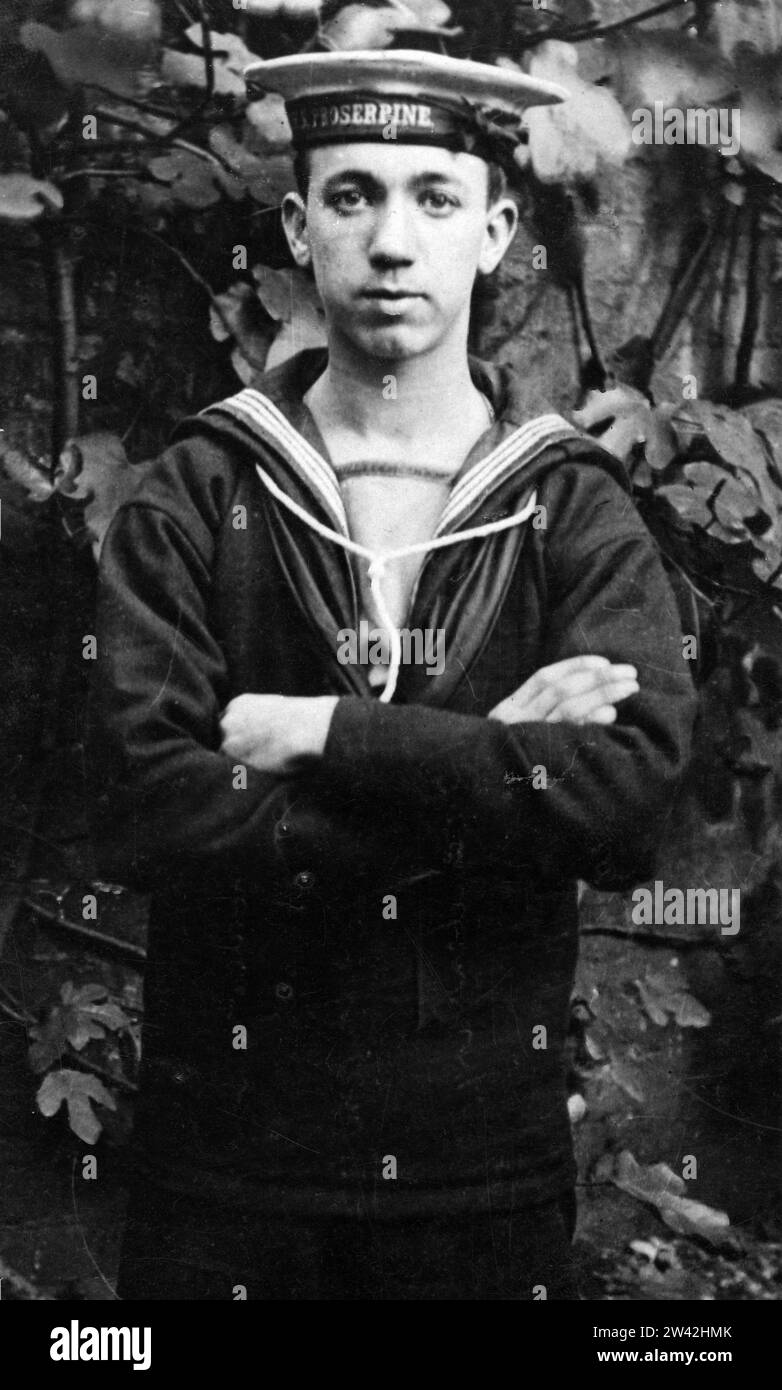 Official photograph showing British Navy officer Stock Photo