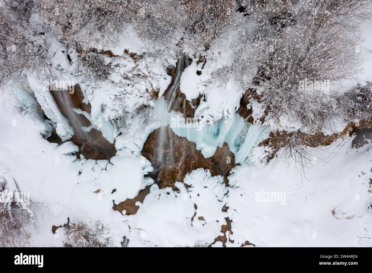 Girlevik Waterfall. Winter season. Girlevik Village Caglayan Subdistrict, Erzincan, Turkey Stock Photo