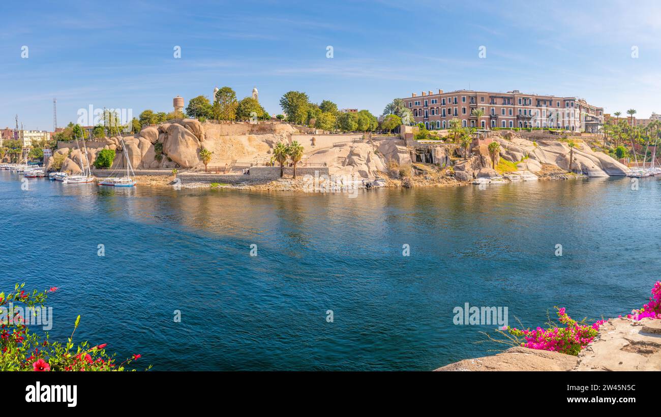 c;December 21, 2023 - A view of the Sofitel Legend Old Cataract Hotel in Aswan, Egypt Stock Photo