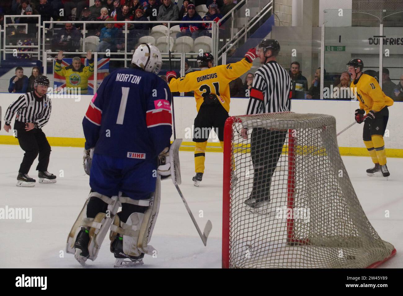 Dumfries, 12 December 2023. Lithuania scoring against Great Britain in