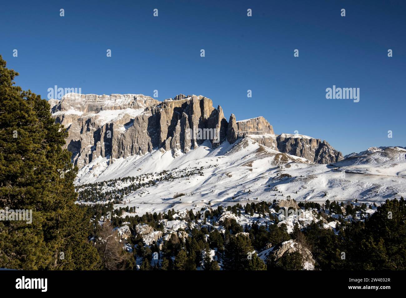 Sella massif, Sella Pass, ski area, Sella Ronda, Autonomous Region of Trento, South Tyrol, Italy Stock Photo