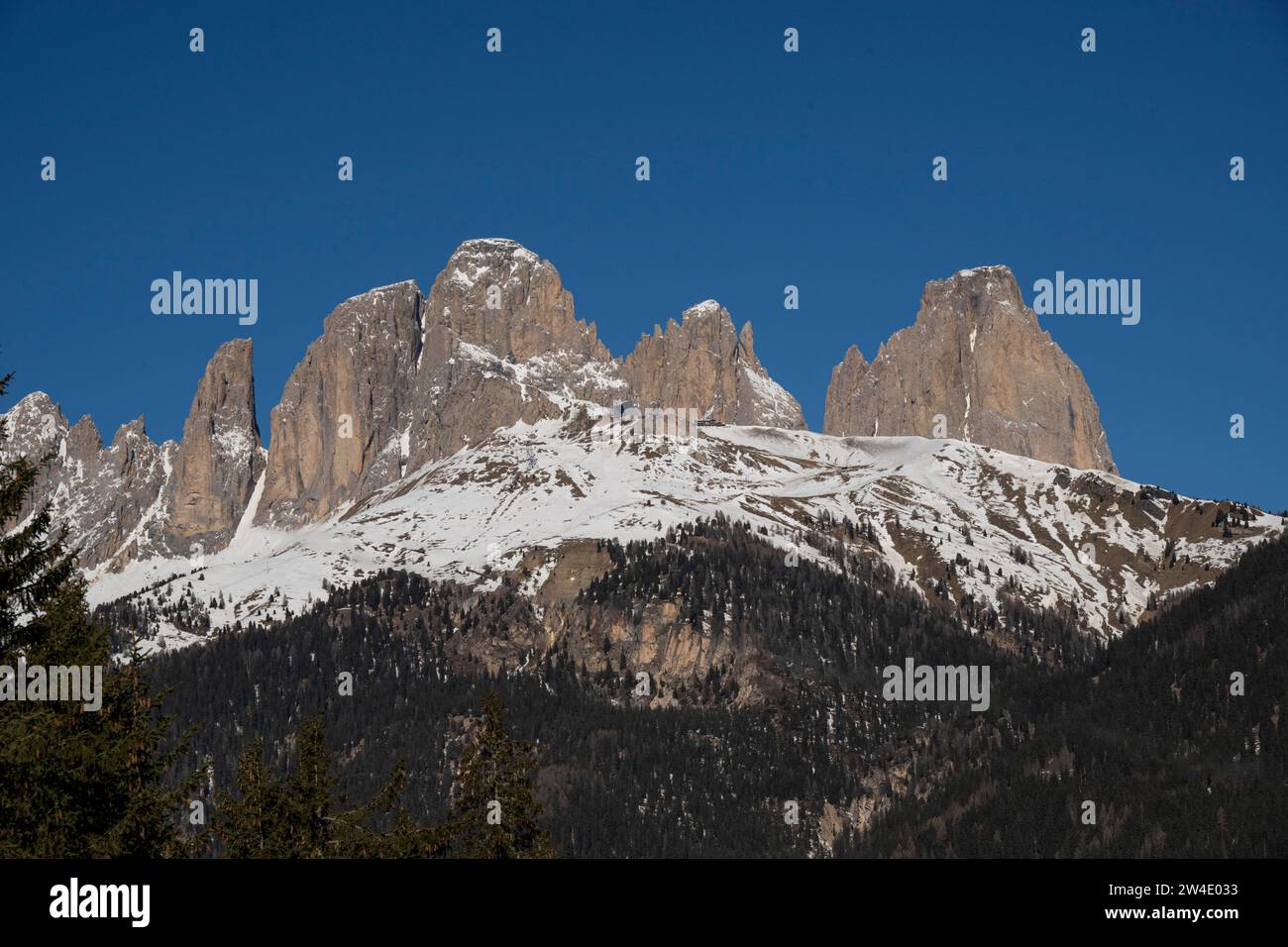 Marmolada, ski area, Sella Ronda, Val di Fassa, Autonomous Region of Trento, South Tyrol, Italy Stock Photo