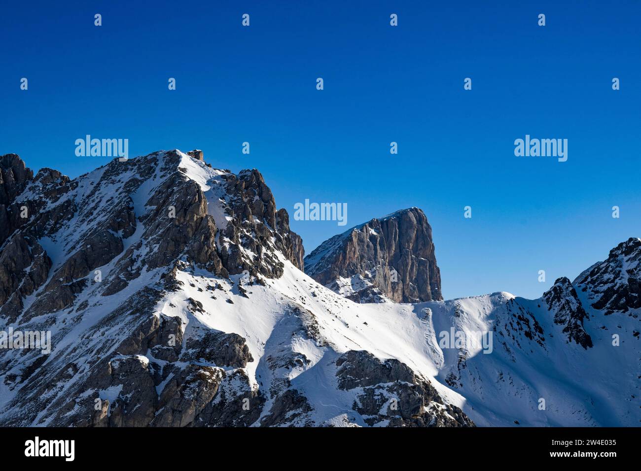 Marmolada, ski area, Sella Ronda, Val di Fassa, Autonomous Region of Trento, South Tyrol, Italy Stock Photo