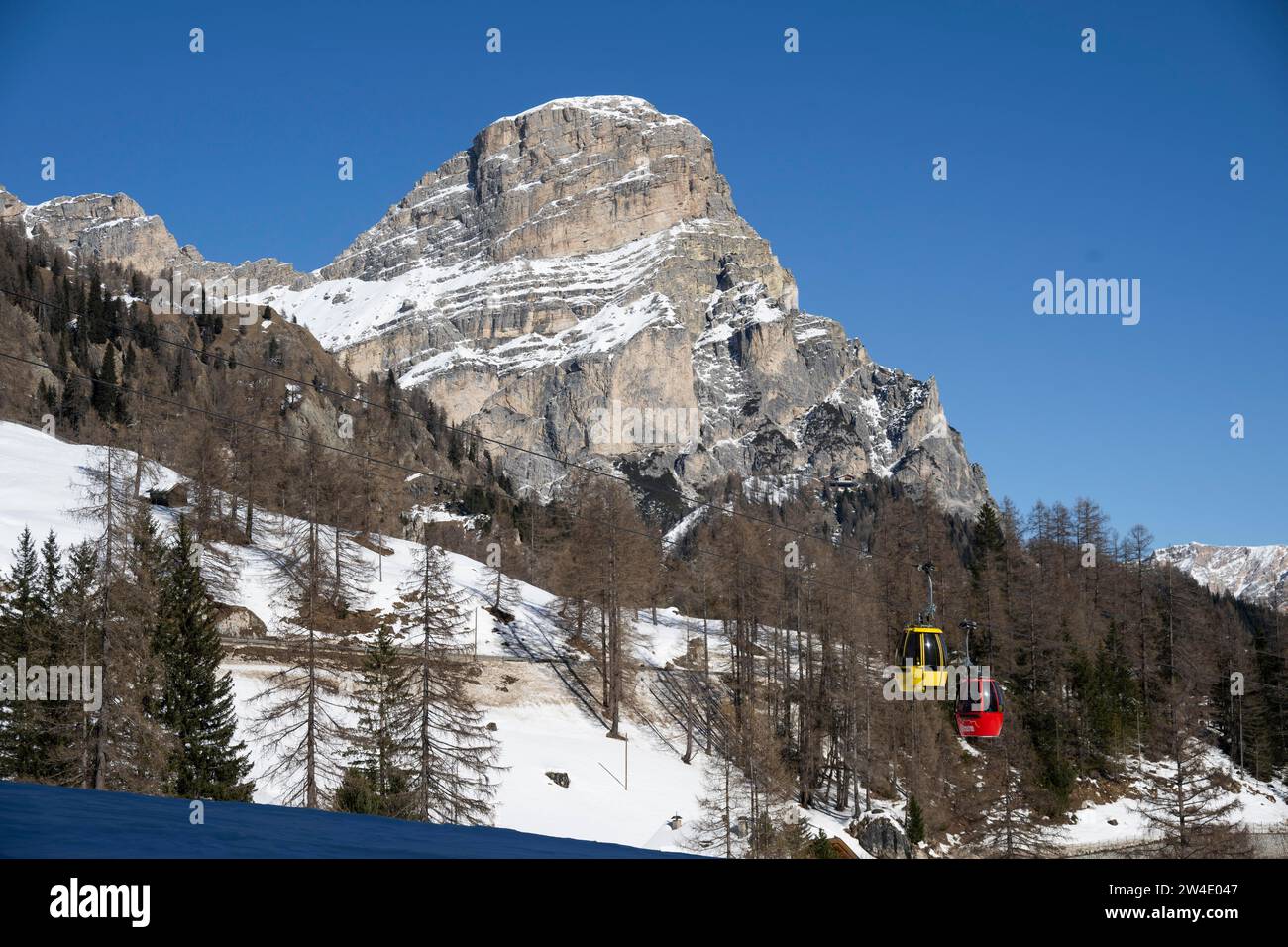 Sassongher, Frara gondola lift, Colfosco, ski resort, Sella Ronda, Autonomous Region of Trento, South Tyrol, Italy Stock Photo