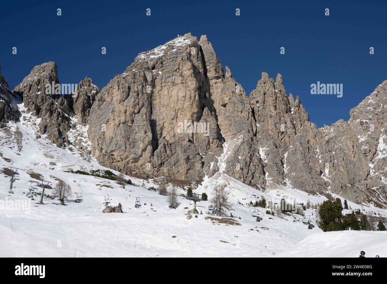 Cirspitzen, ski resort, Sella Ronda, Val di Fassa, Autonomous Region of Trento, South Tyrol, Italy Stock Photo