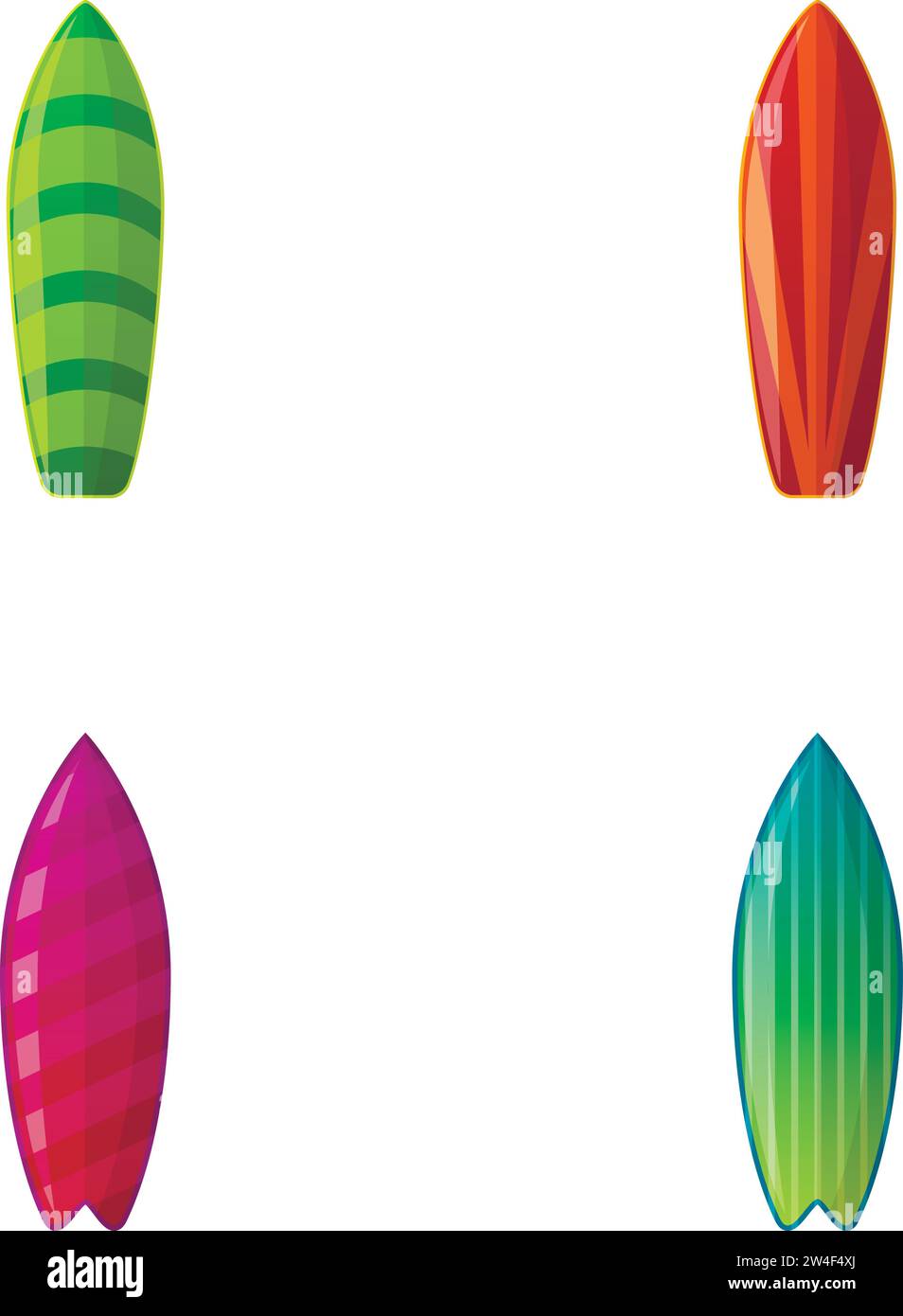 Surf board icons set cartoon vector. Water sport. Surfer equipment ...