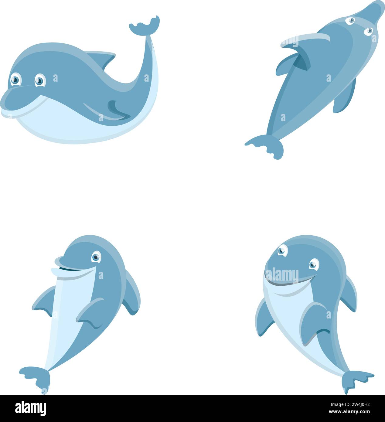 Dolphin icons set cartoon vector. Sea and ocean animal. Underwater life Stock Vector