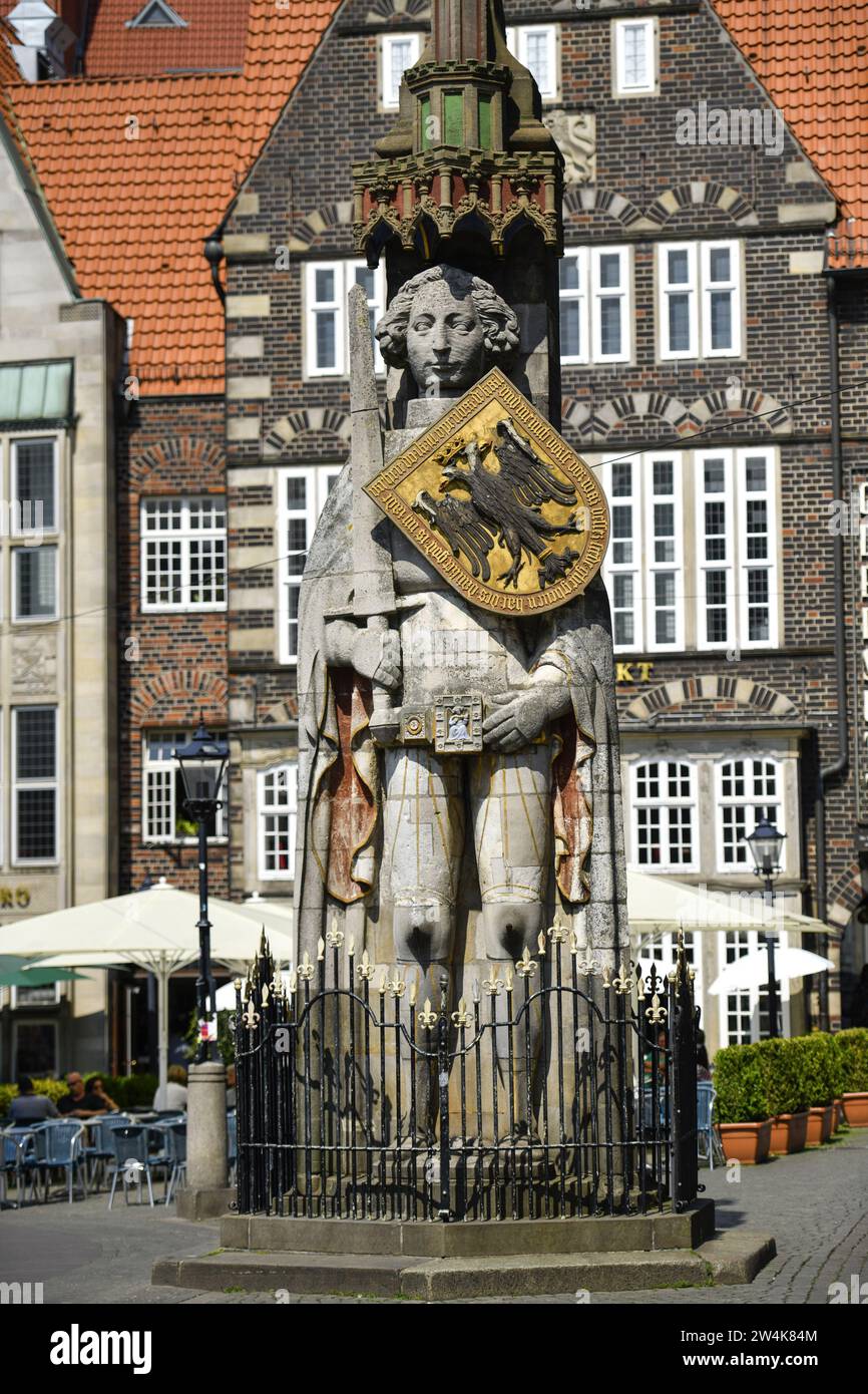 Roland Statue, Marktplatz, Bremen, Deutschland Stock Photo