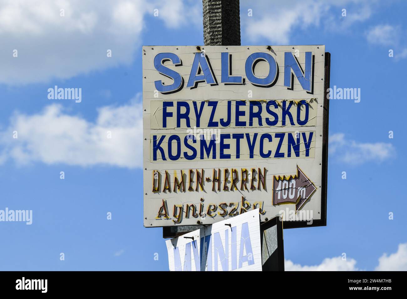 Werbung, Friseur, Slubice, Polen Stock Photo