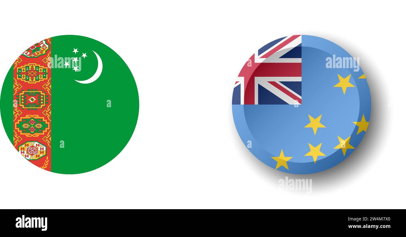 Tuvalu flag - 3D circle button with dropped shadow. Vector icon. Stock Vector