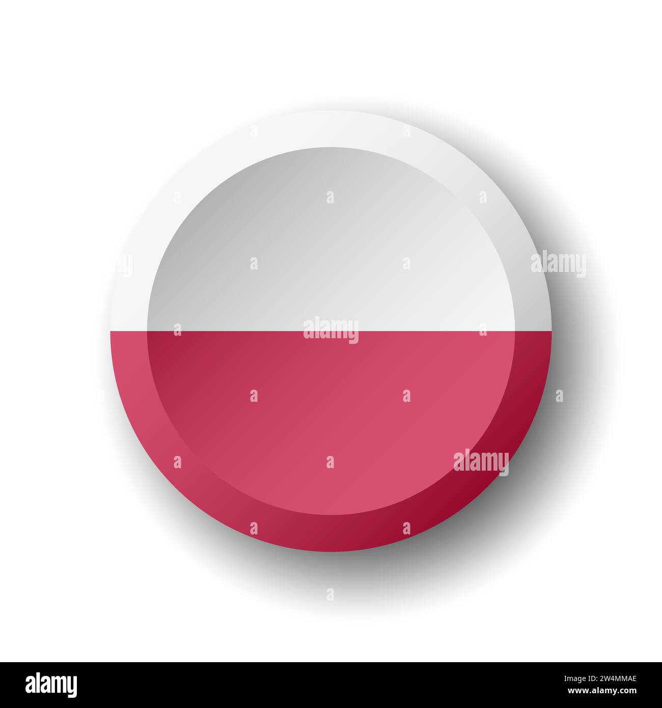 Poland flag - 3D circle button with dropped shadow. Vector icon. Stock Vector