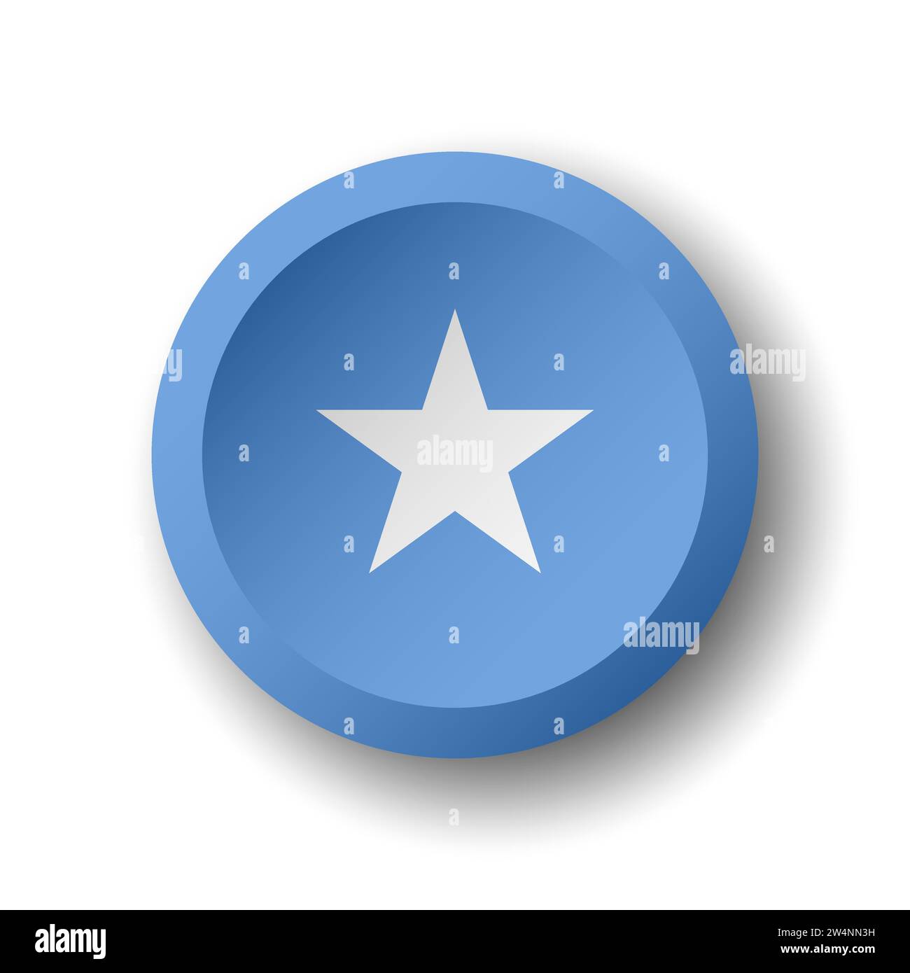 Somalia flag - 3D circle button with dropped shadow. Vector icon. Stock Vector