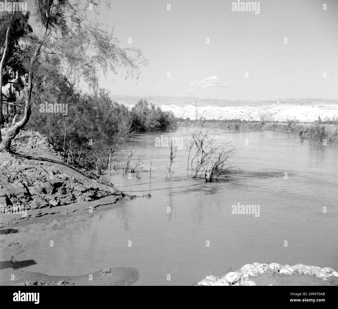 In the Jericho area. On the Jordan River at the site of the baptismal site of Jesus Christ ca. 1950 Stock Photo