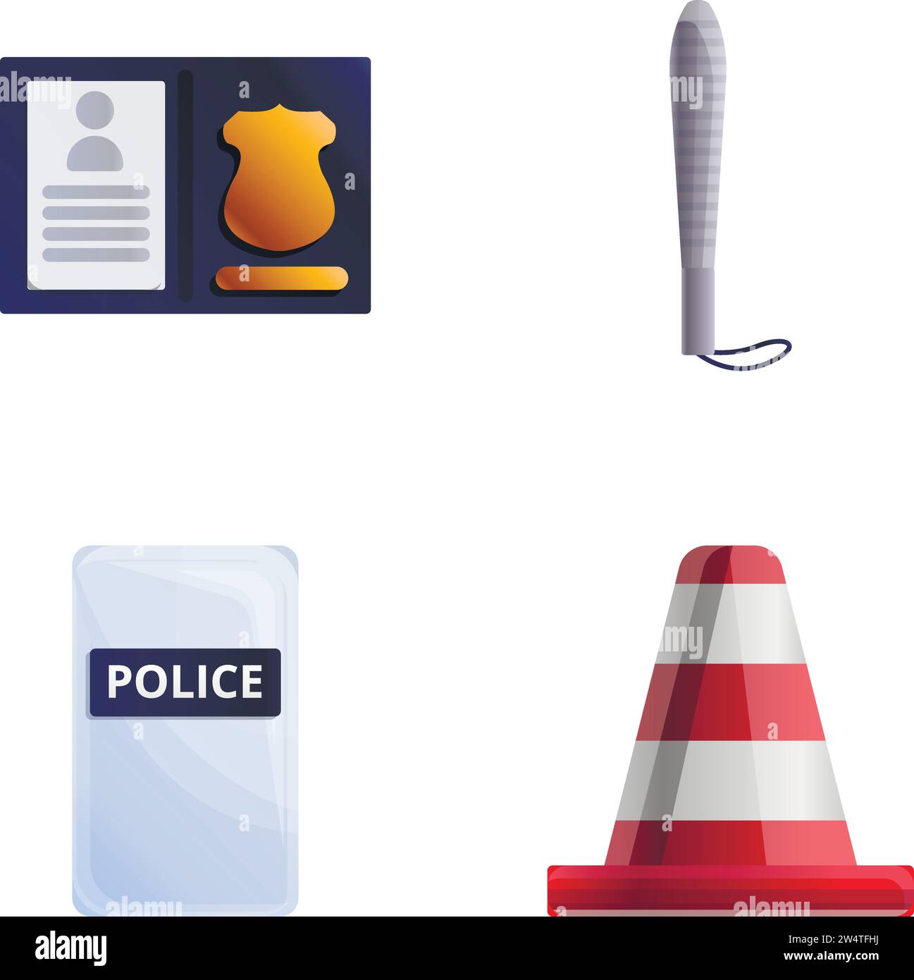 Professional equipment icons set cartoon vector. Police professional ...