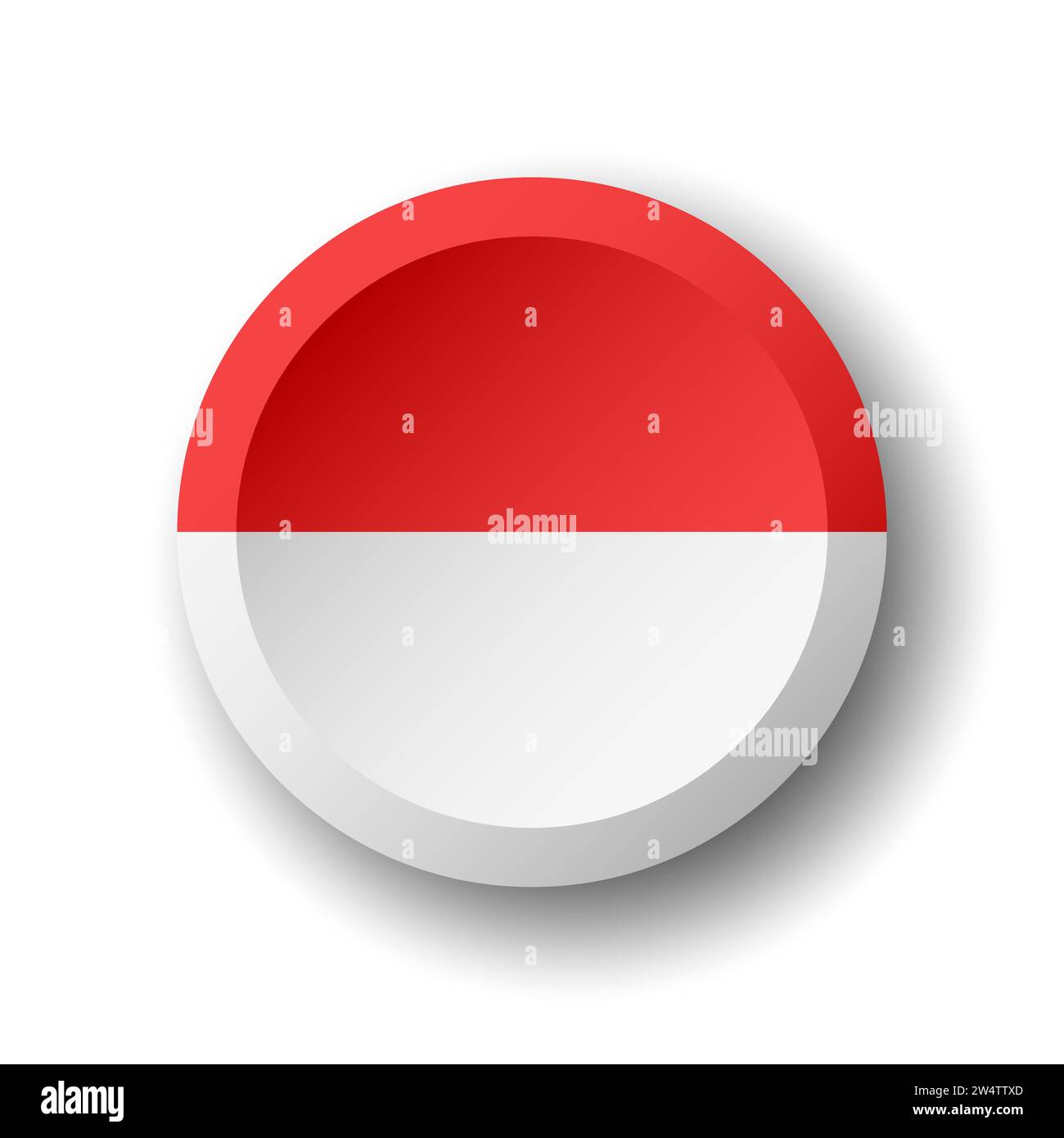 Indonesia flag - 3D circle button with dropped shadow. Vector icon. Stock Vector