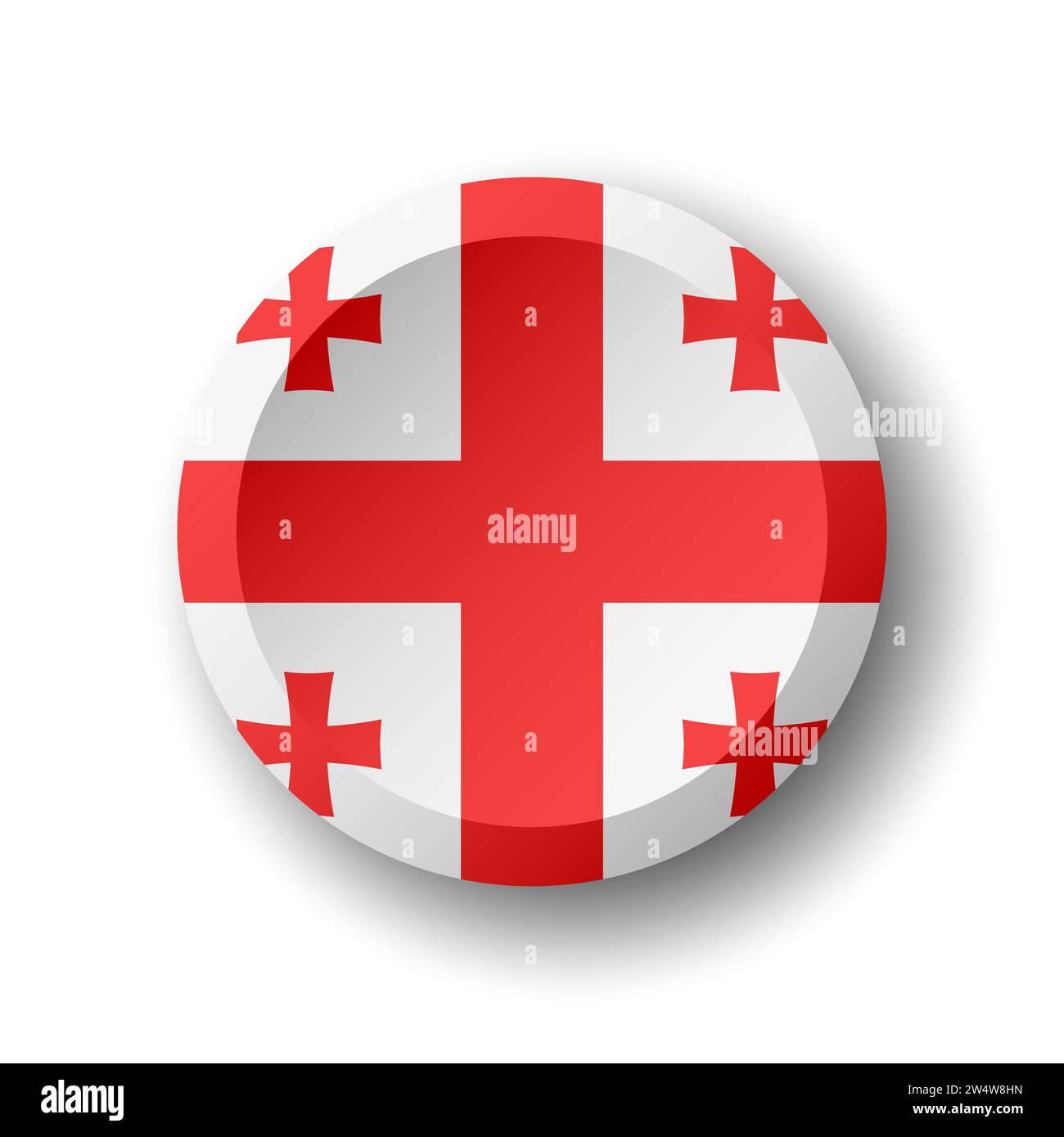 Georgia flag - 3D circle button with dropped shadow. Vector icon. Stock Vector