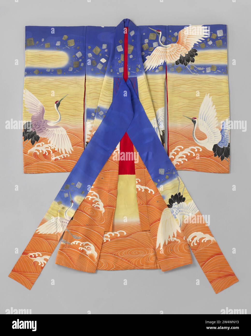 Girls Miyamairi Kimono With Cranes Above Water 1920 1940 Formal girls-miyamairi-kimono-with-cranes-above-water-1920-1940-formal