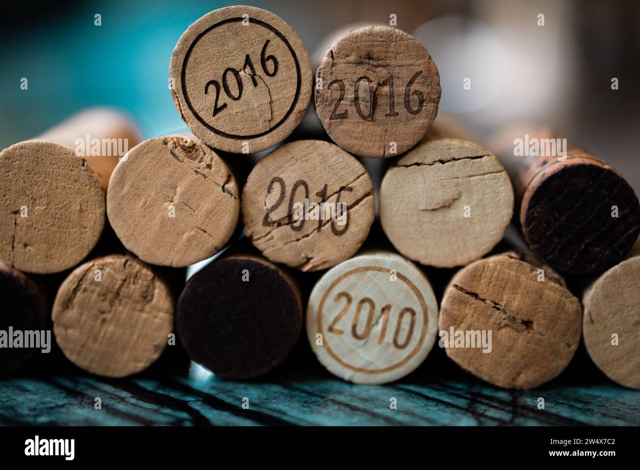 cork, closeup, wine, stopper, background, alcohol, grape, object, red, drink, vine, collection, beverage, texture, wood, brown, stack, tap, bottle, vi Stock Photo