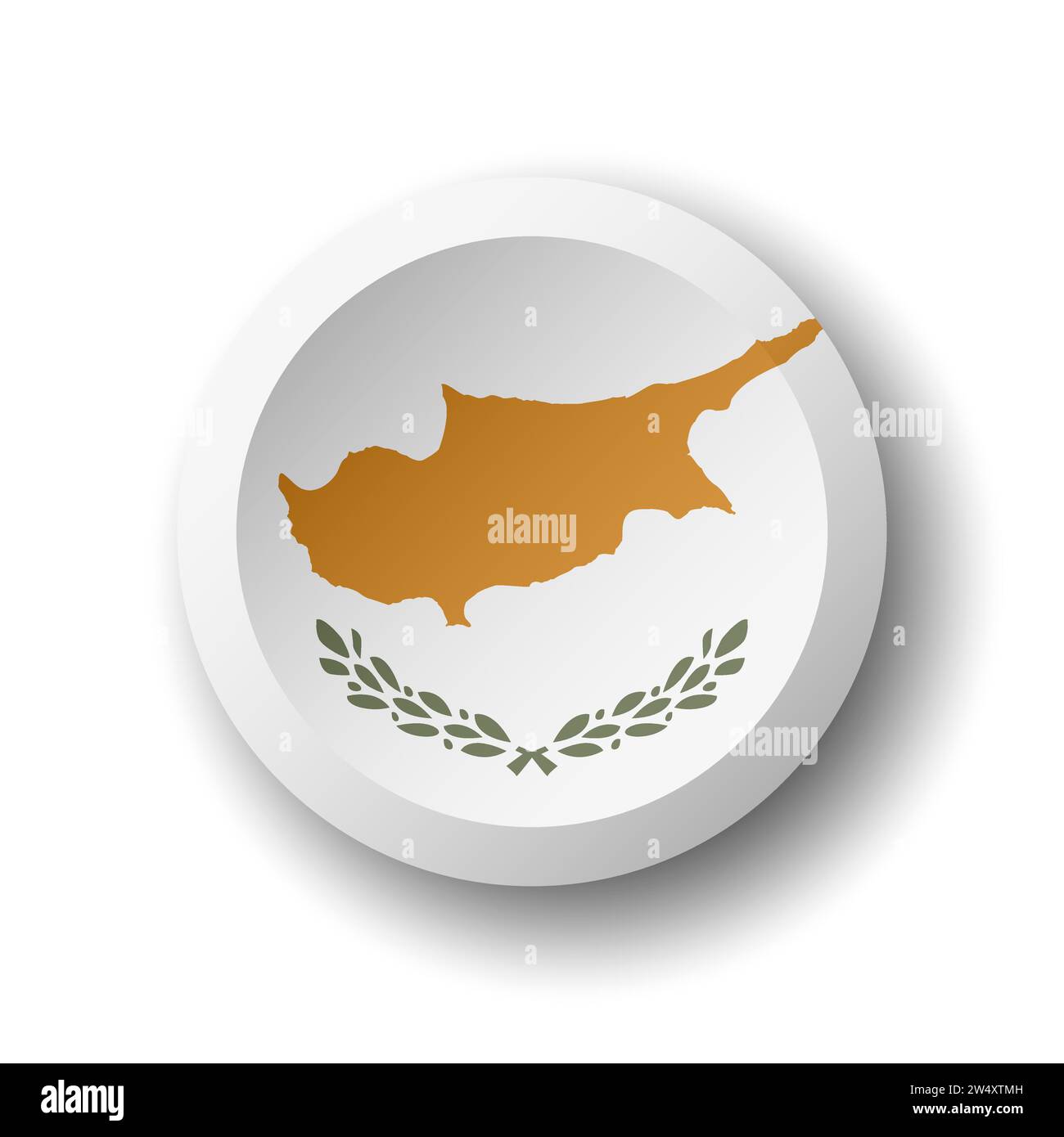 Cyprus flag - 3D circle button with dropped shadow. Vector icon. Stock Vector