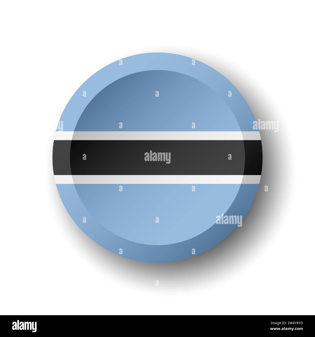 Botswana flag - 3D circle button with dropped shadow. Vector icon. Stock Vector