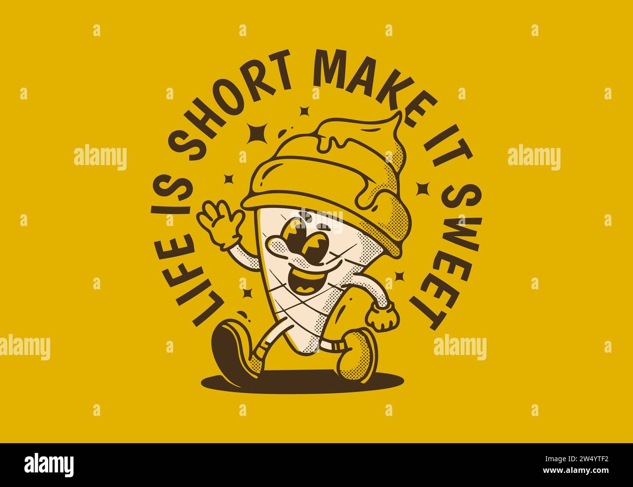 Life is short, make it sweet. Vintage mascot character illustration of ...