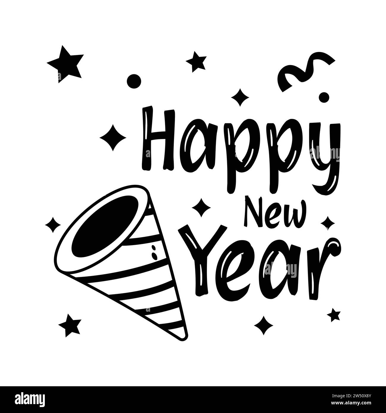 happy-new-year-party-popper-flat-sticker-design-isolated-on-white