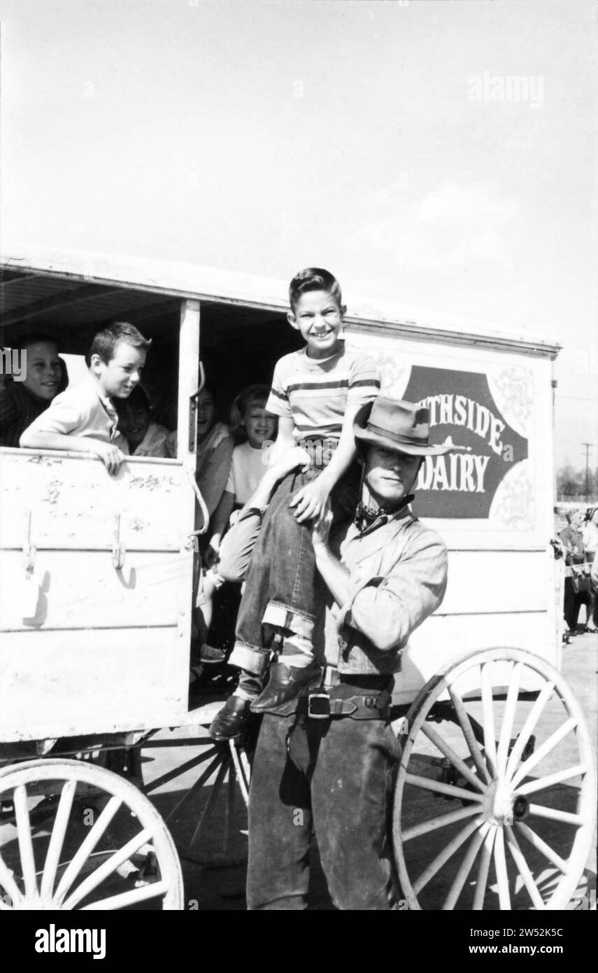 CLINT EASTWOOD circa 1963 candid at the time he was appearing in the TV series RAWHIDE at a cowboy / western show for disabled children Stock Photo