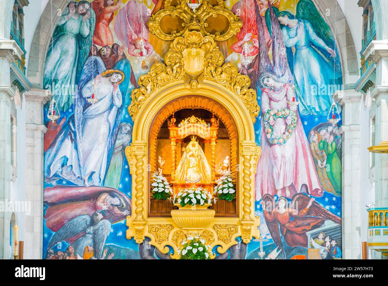 Statue of the Virgin Mary, Virgen de Canelaria, patron saint of the Canary Islands archipelago, Basilica de Nuestra Senora de la Candelaria Stock Photo