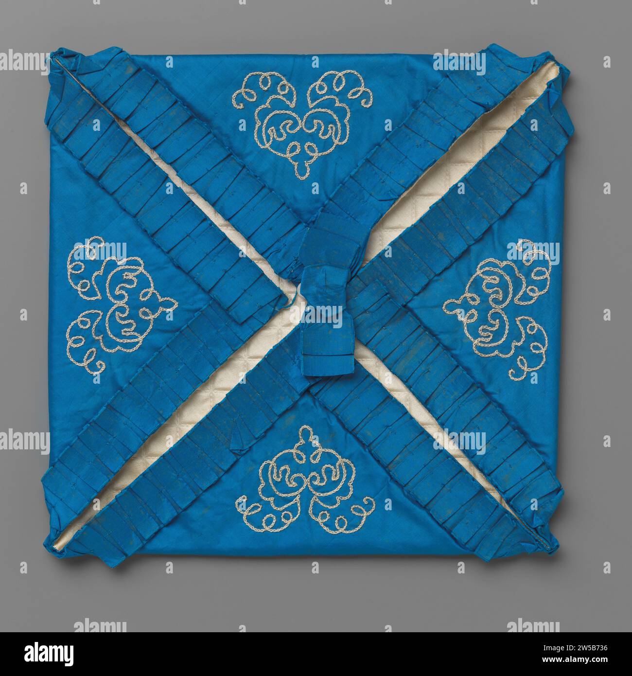 Blue Bow Satin Navy Blue Ribbon Band Stripe Fabric On Corner For