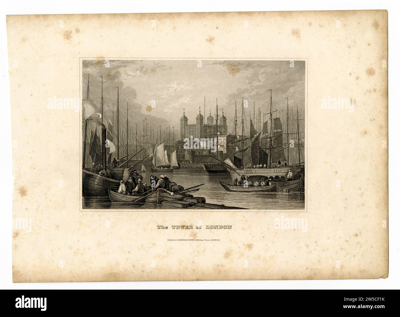 Print entitled, 'The Tower of London', mid 19th Century Stock Photo