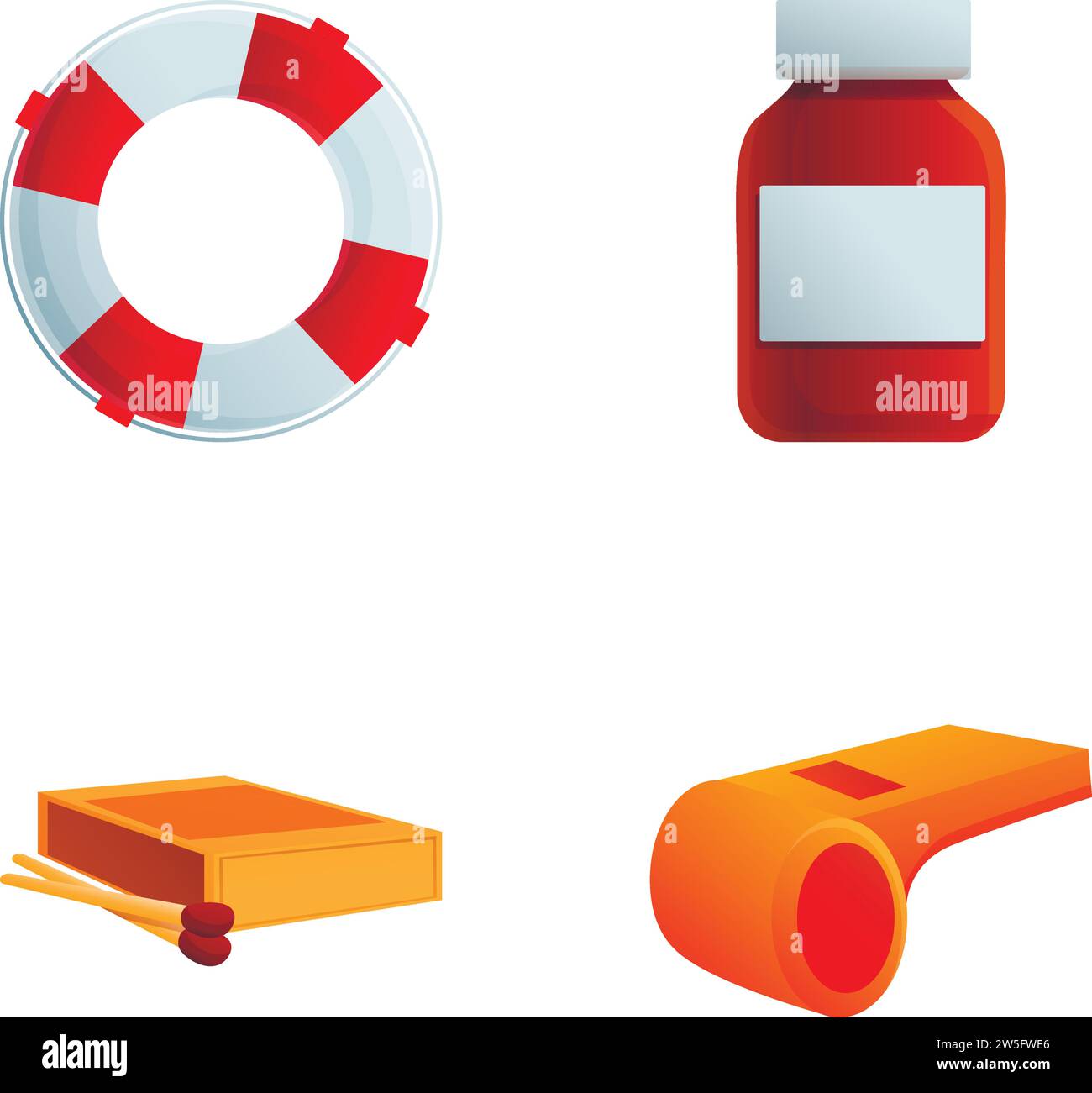 Summer vacation icons set cartoon vector. Equipment for recreation near