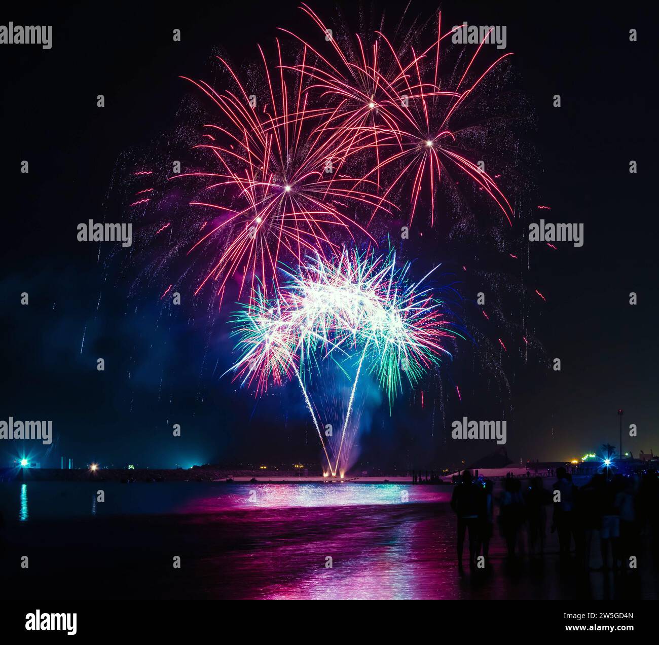 Fireworks background. New Year, Christmas of birthday celebration. Festive mood Stock Photo