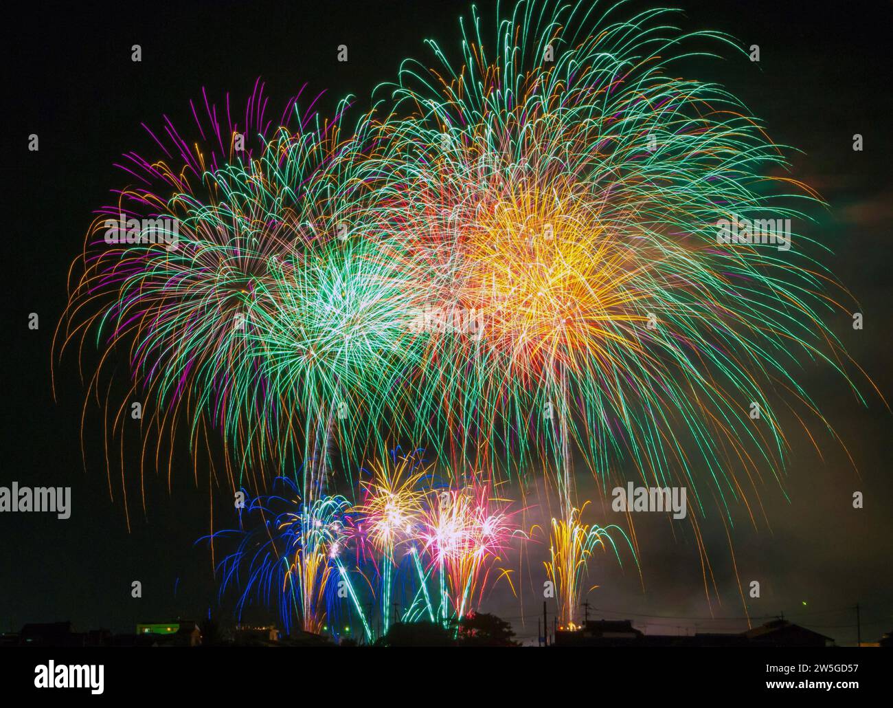 Fireworks background. New Year, Christmas of birthday celebration. Festive mood Stock Photo