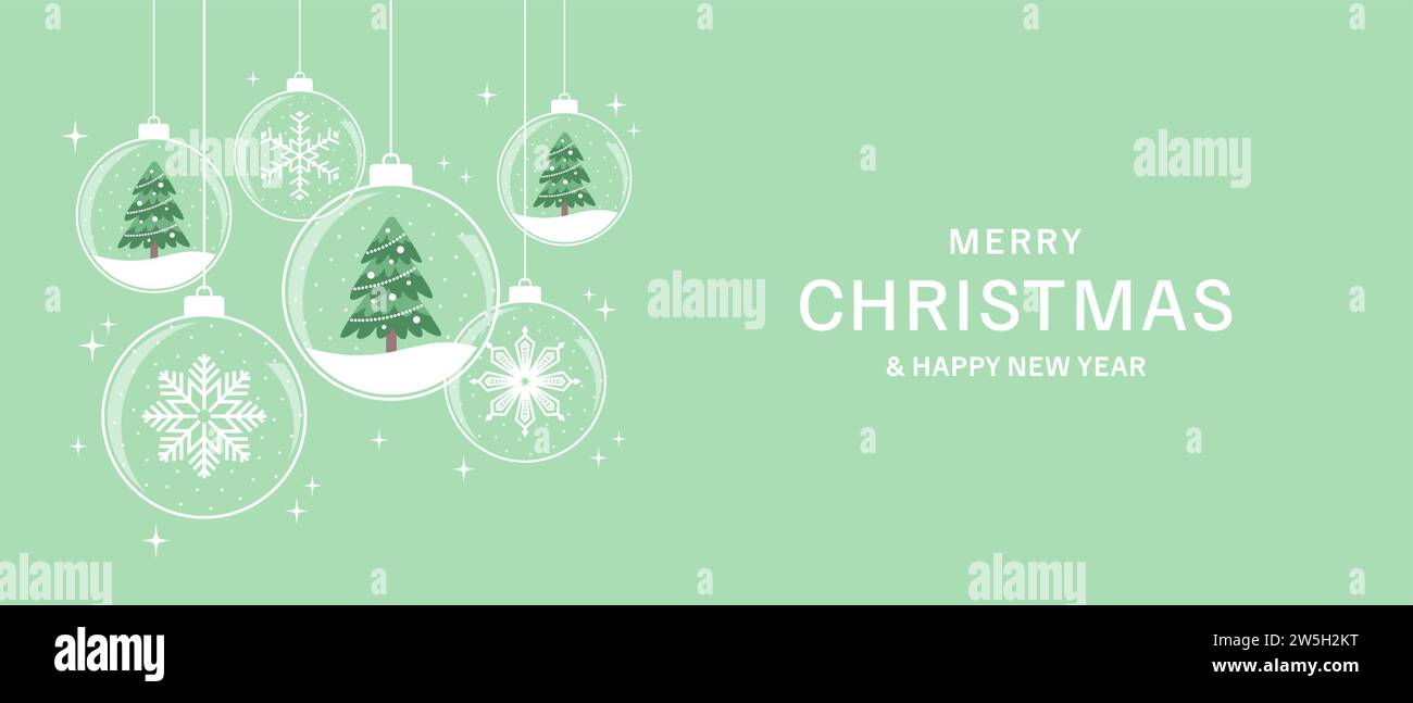 Christmas and New Year greeting card. Glass balls with a Christmas ...