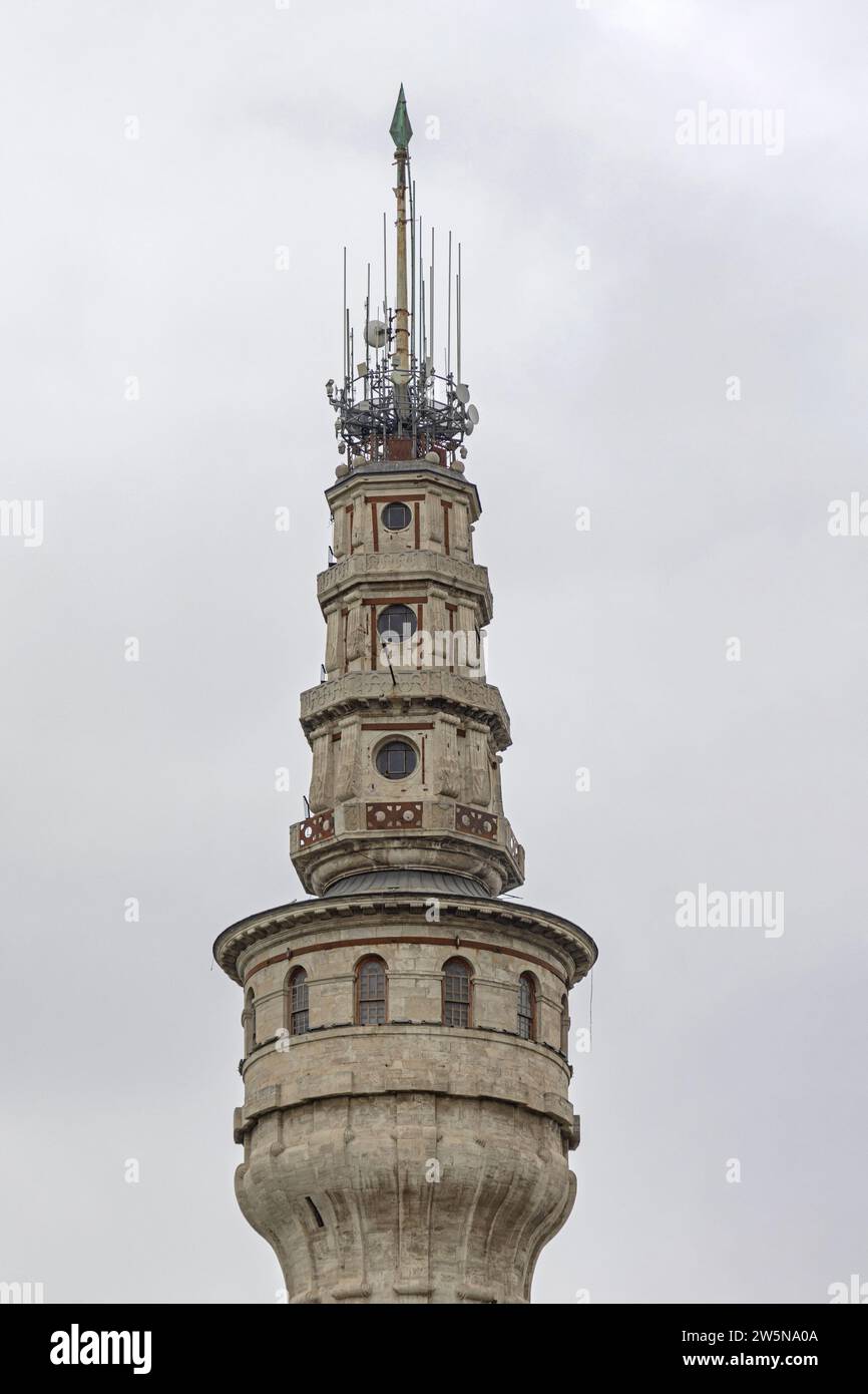 Istanbul, Turkey - October 18, 2023: Beyazit Tower Top at University Historic Landmark Ottoman Structure Fatih. Stock Photo