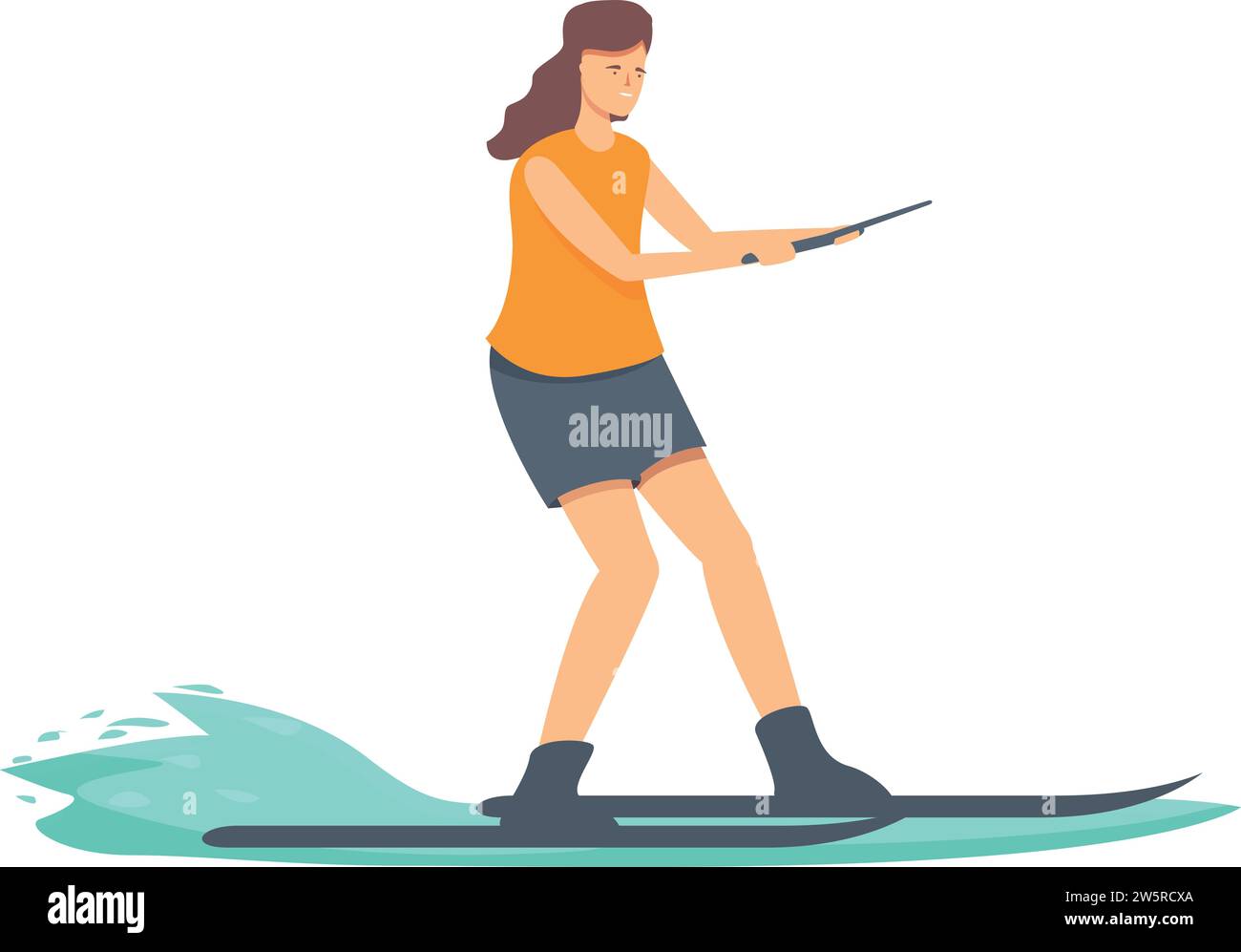 Marine adventure icon cartoon vector. Water skiing. Surfboard equipment Stock Vector