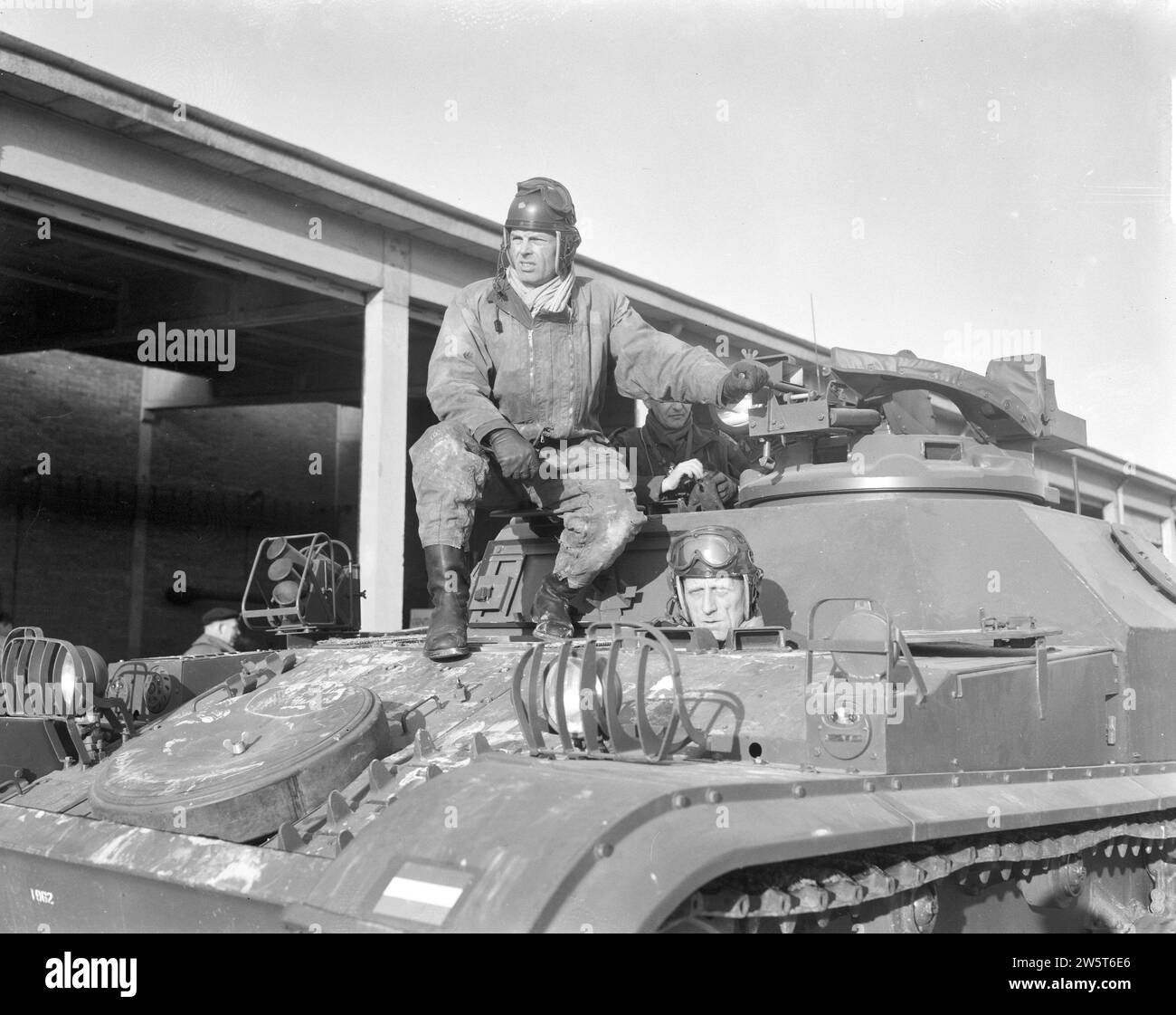 Opening of the Panzer Infantry riding training center near Veldhoven. Brigade General J. van Buuren in the AMX tank. Inspector of Infantry ca. January 9, 1963 Stock Photo