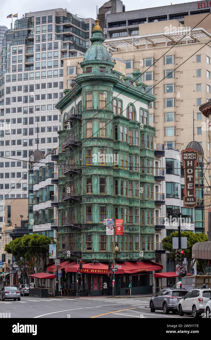 Cafe Zoetrope Owned By Francis Ford Coppola In In The Historic Columbus Tower Also Known As The Sentinel Building San Francisco, June 24, 2023 Stock Photo