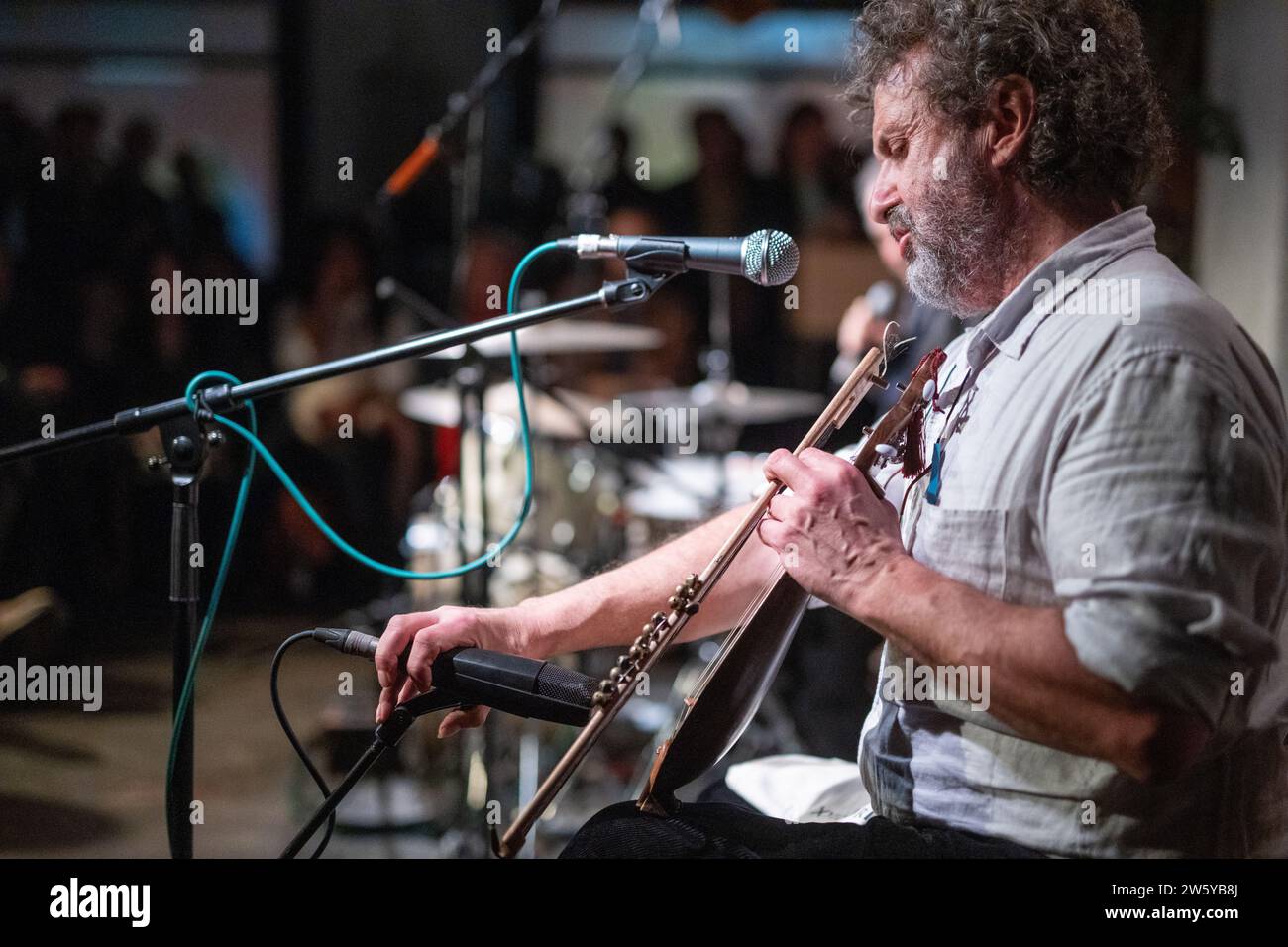 London, UK. Wednesday, 20 December, 2023. Xylouris White performing on stage at Cafe Oto in London. Photo: Richard Gray/Alamy Live News Stock Photo
