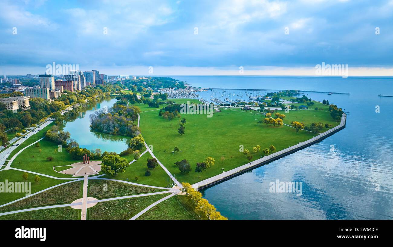 Aerial View of Urban Park by Lake Michigan, Milwaukee Stock Photo Alamy