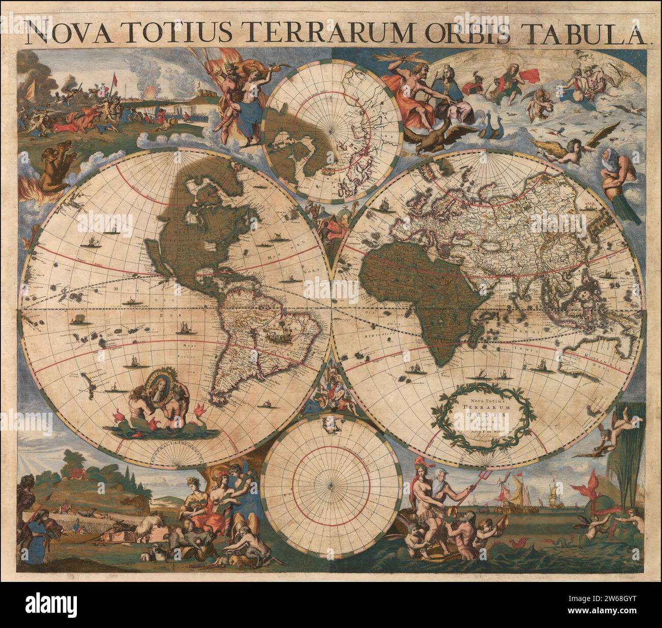 17th century world map - Nova Totius Terrarum Orbis Tabula Stock Photo ...
